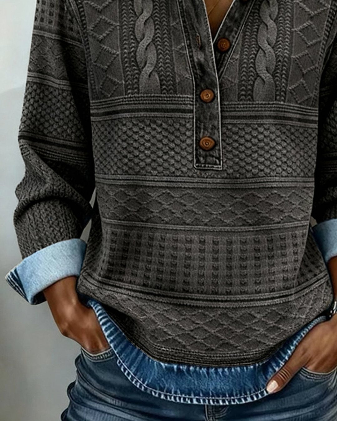 Lena | Sweat col demi-boutonné