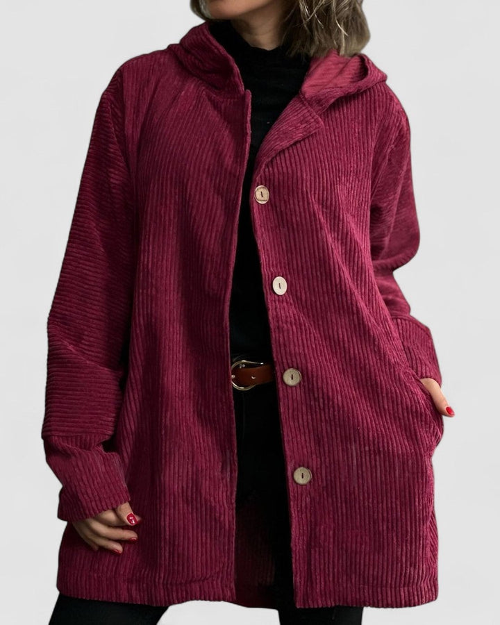 Mae | Blouson douillet velours côtelé à capuche