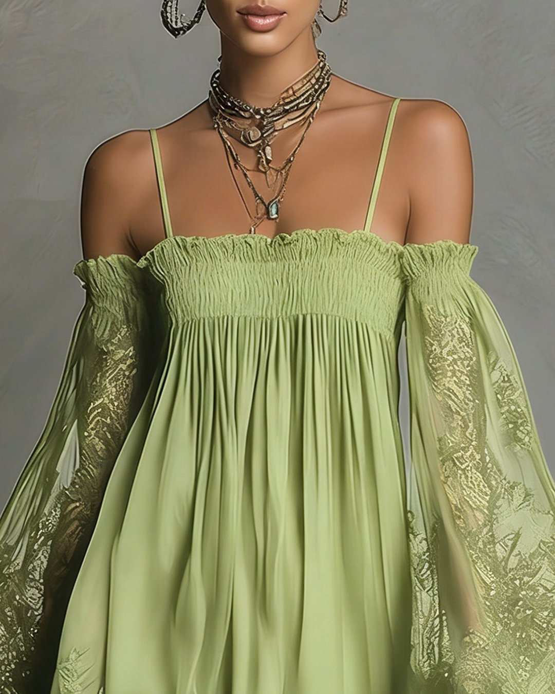 Fernande | Robe mini chiffon dentelle bleu marine
