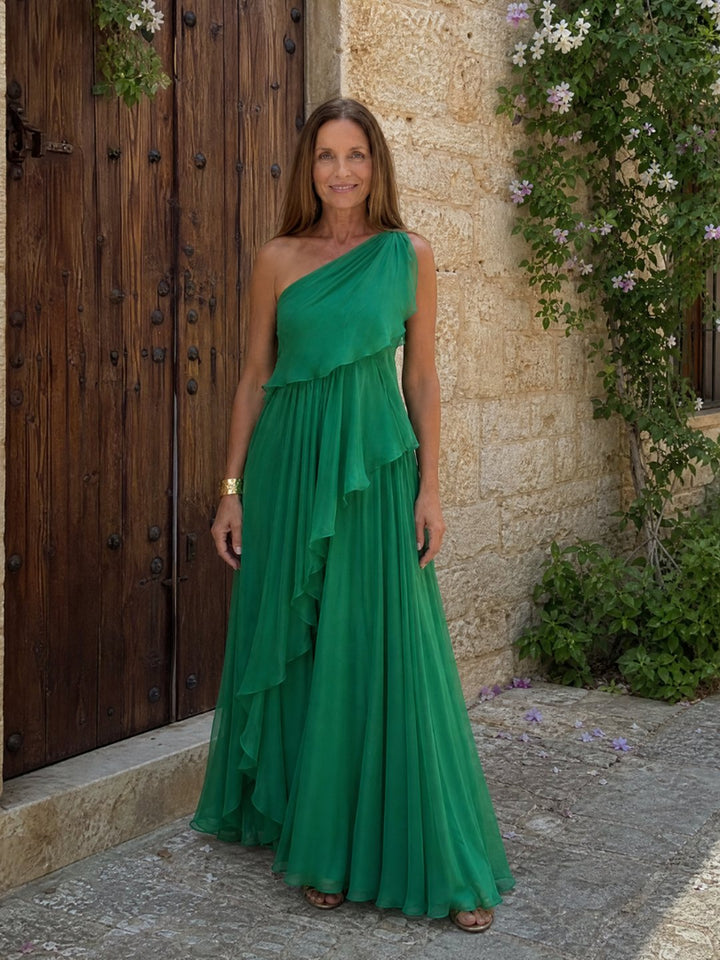 Isobel | Robe maxi chiffon asymétrique