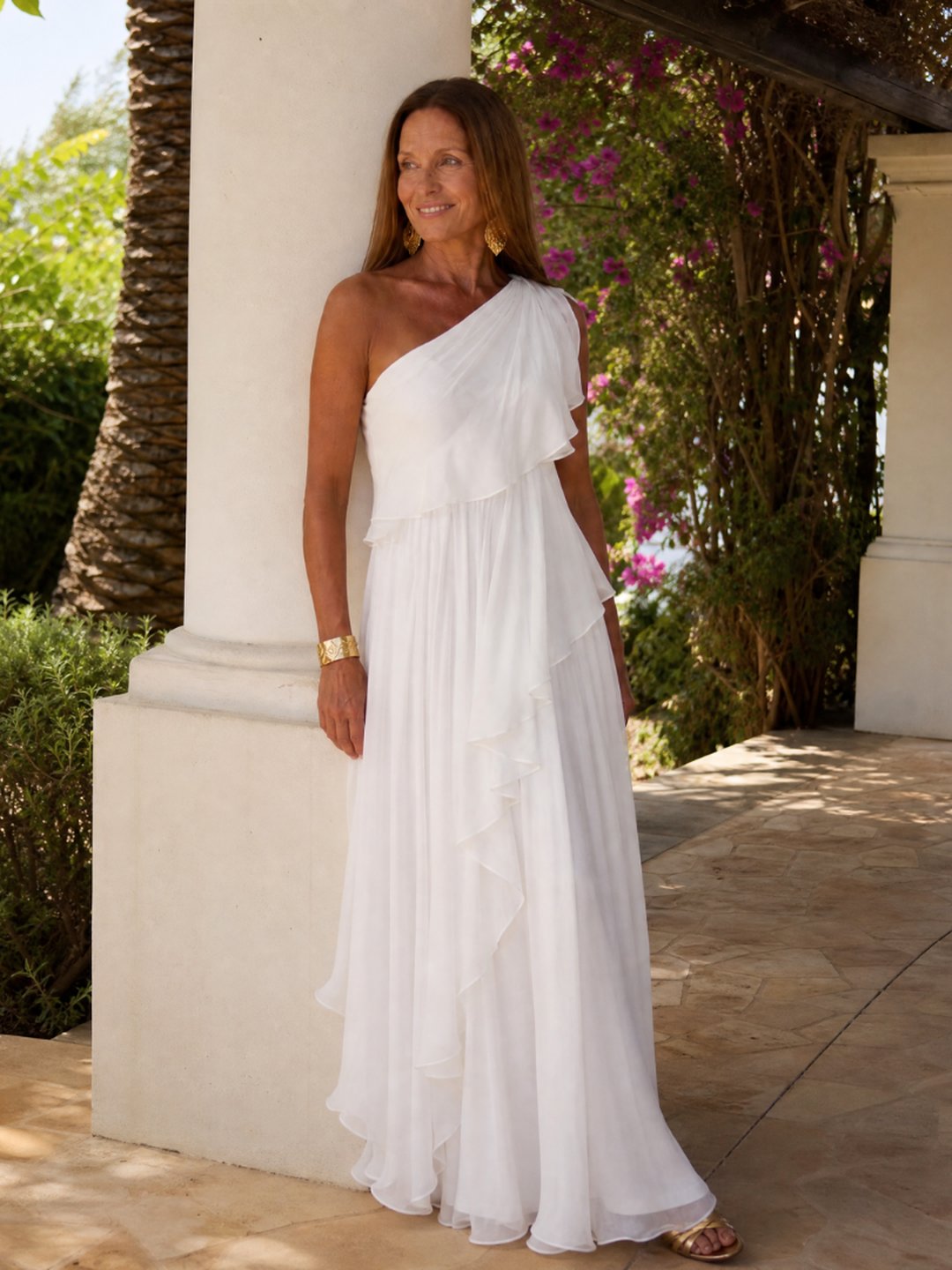 Isobel | Robe maxi chiffon asymétrique