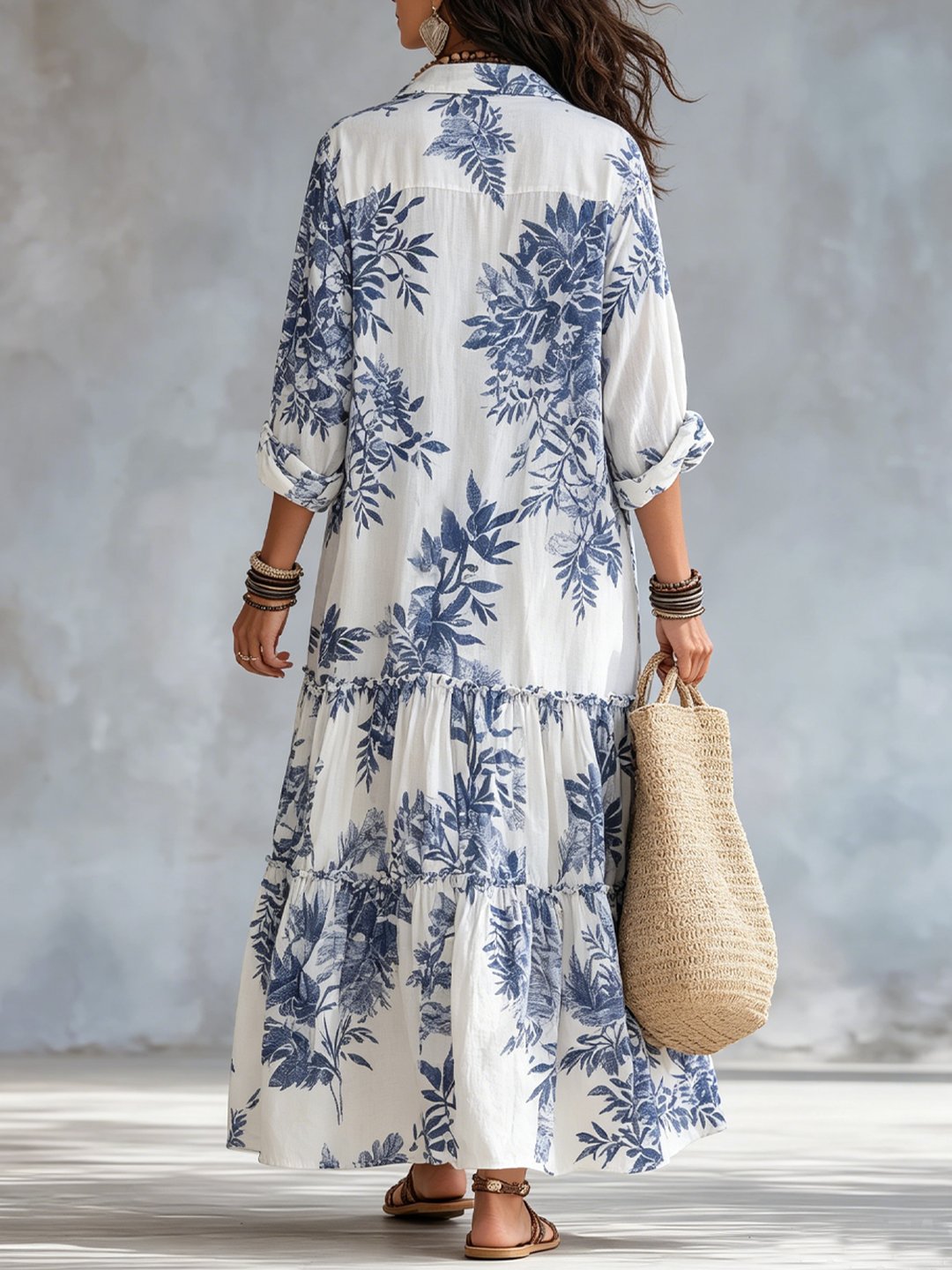 Nilda | Robe maxi bleu floral