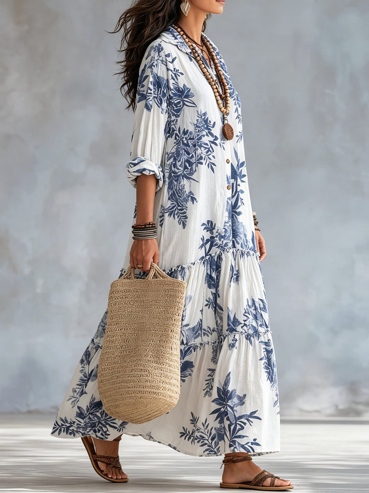 Nilda | Robe maxi bleu floral