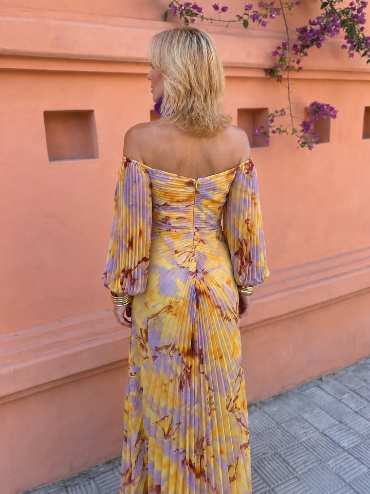 Thomasina | Robe longue décolletée en V imprimé floral