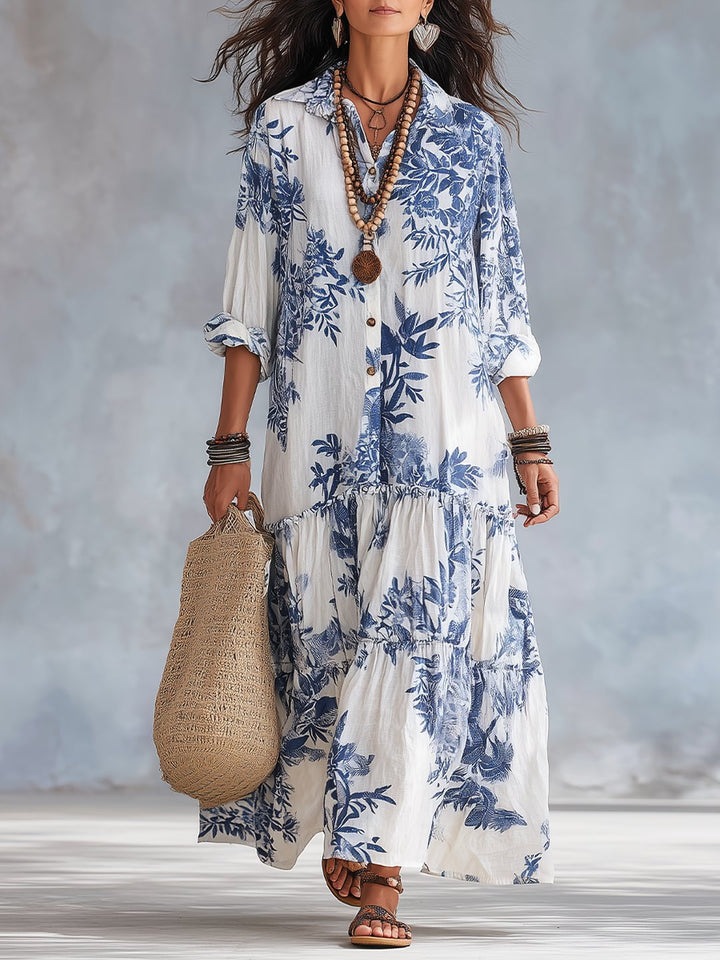 Nilda | Robe maxi bleu floral