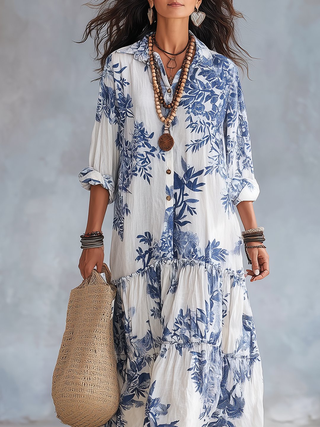 Nilda | Robe maxi bleu floral