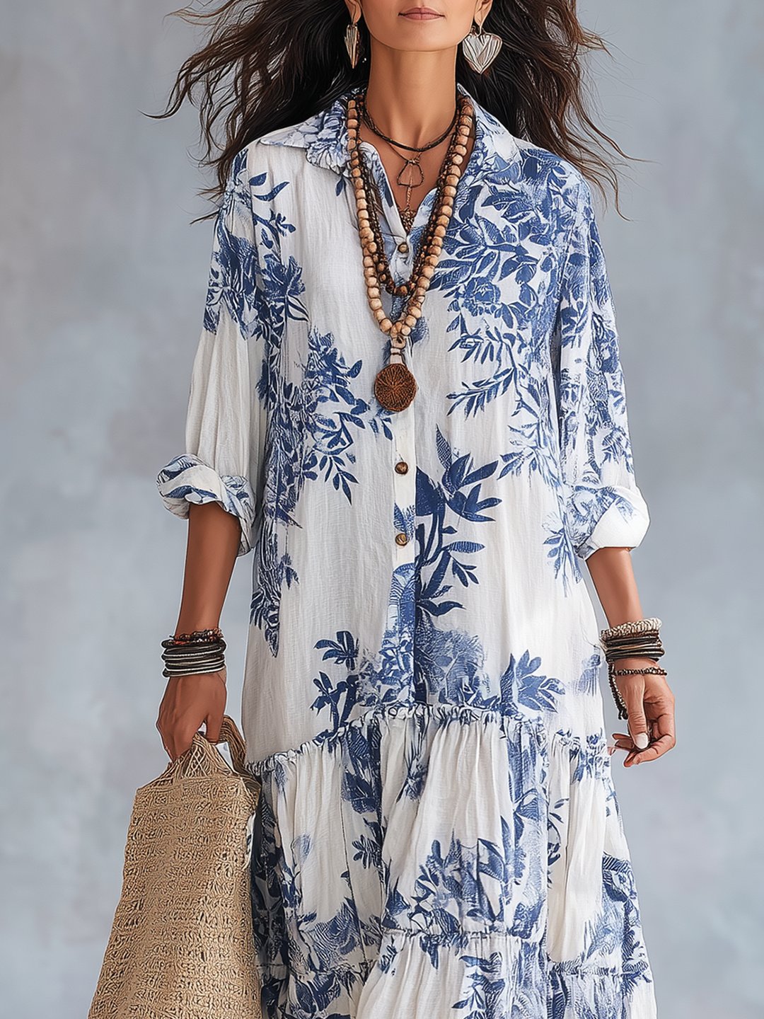 Nilda | Robe maxi bleu floral