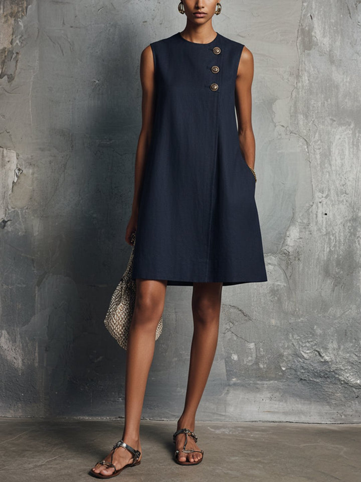 Oliva | Robe mini asymétrique boutonnée
