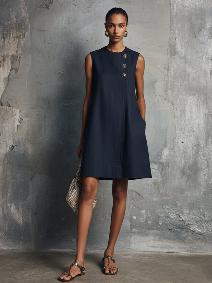 Oliva | Robe mini asymétrique boutonnée