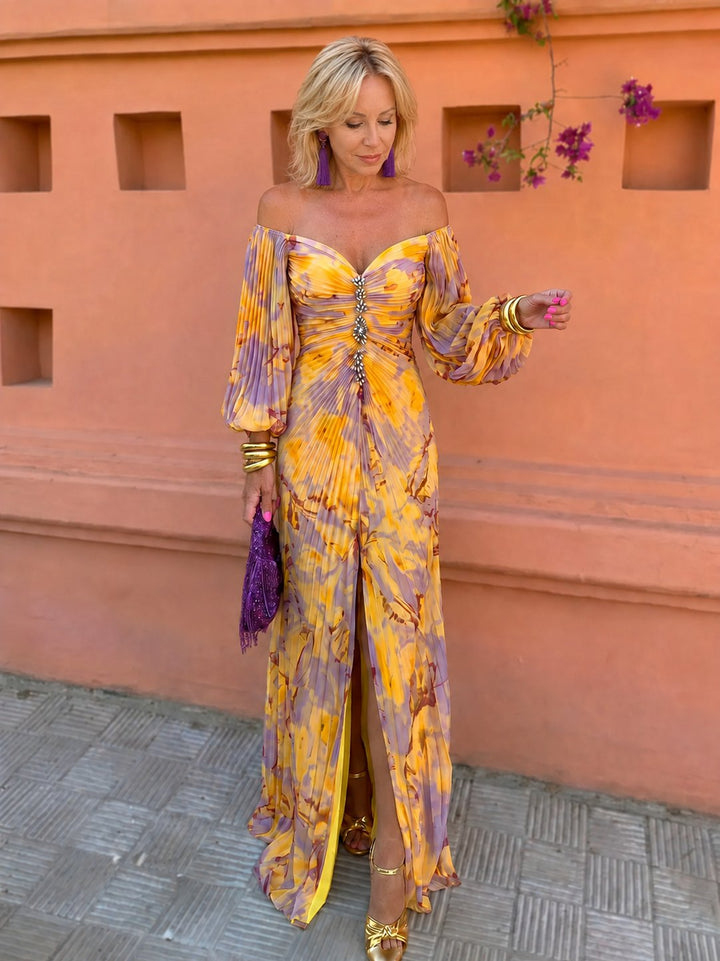 Thomasina | Robe longue décolletée en V imprimé floral