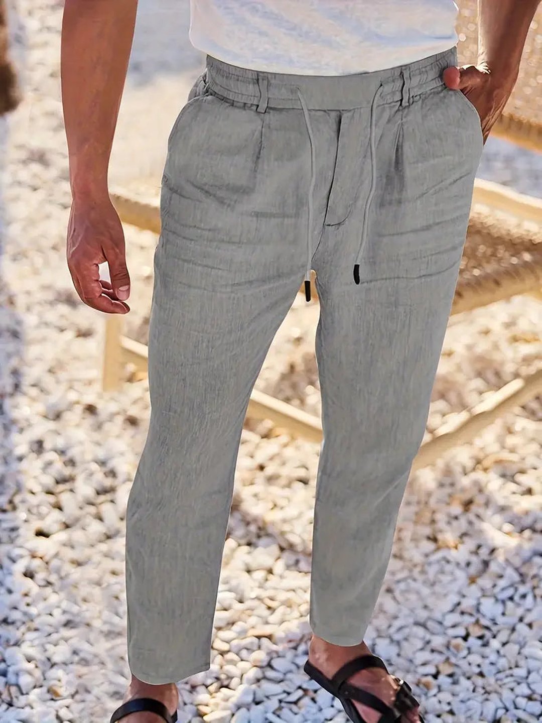 Otis | Pantalon large lin cordon de serrage