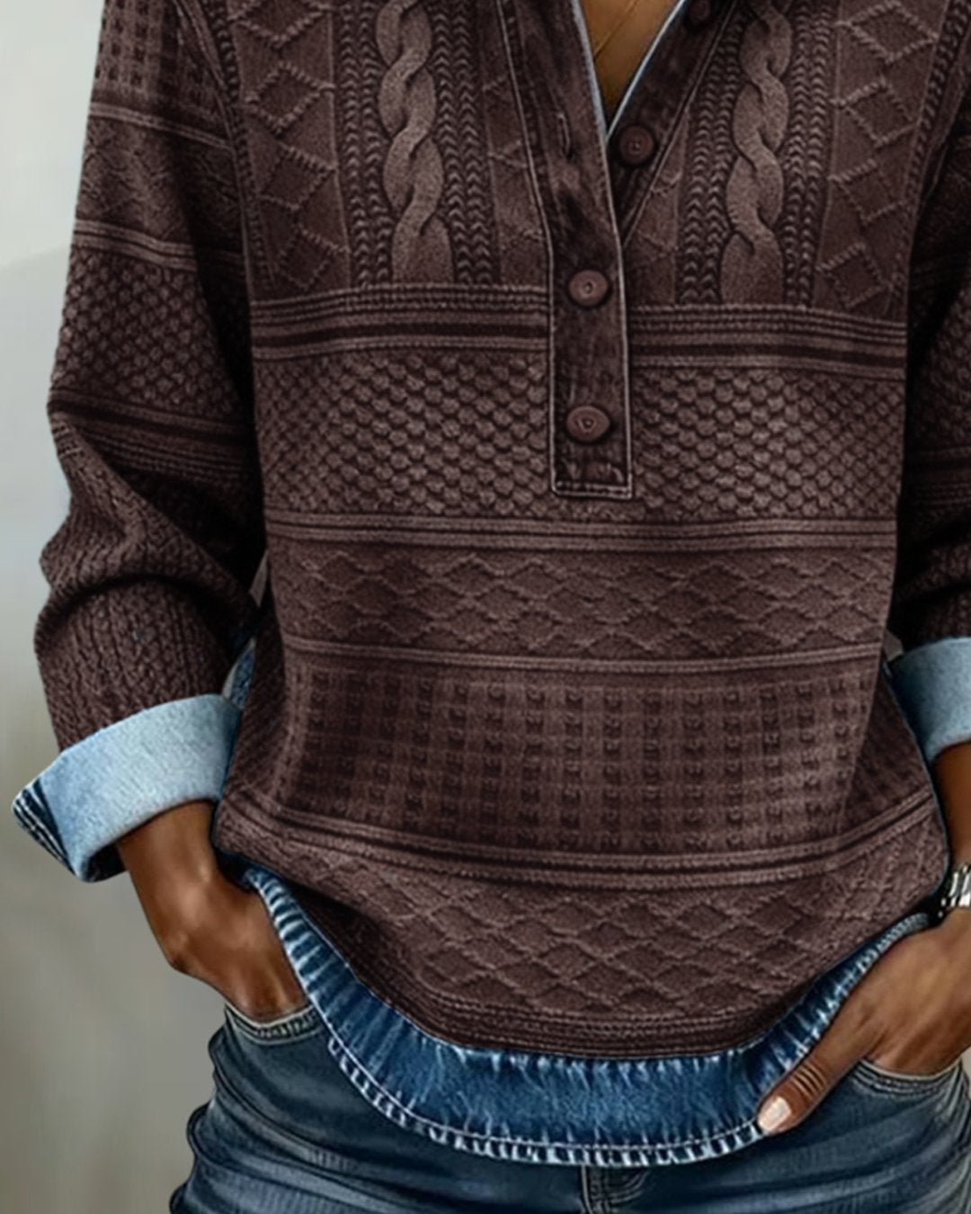 Lena | Sweat col demi-boutonné