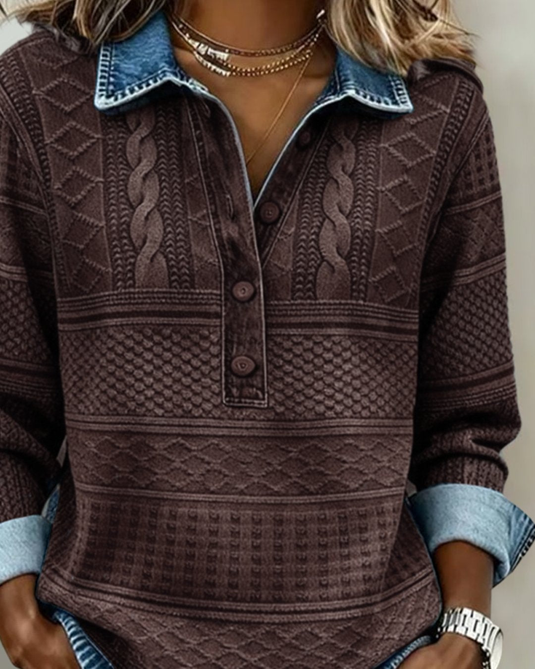 Lena | Sweat col demi-boutonné