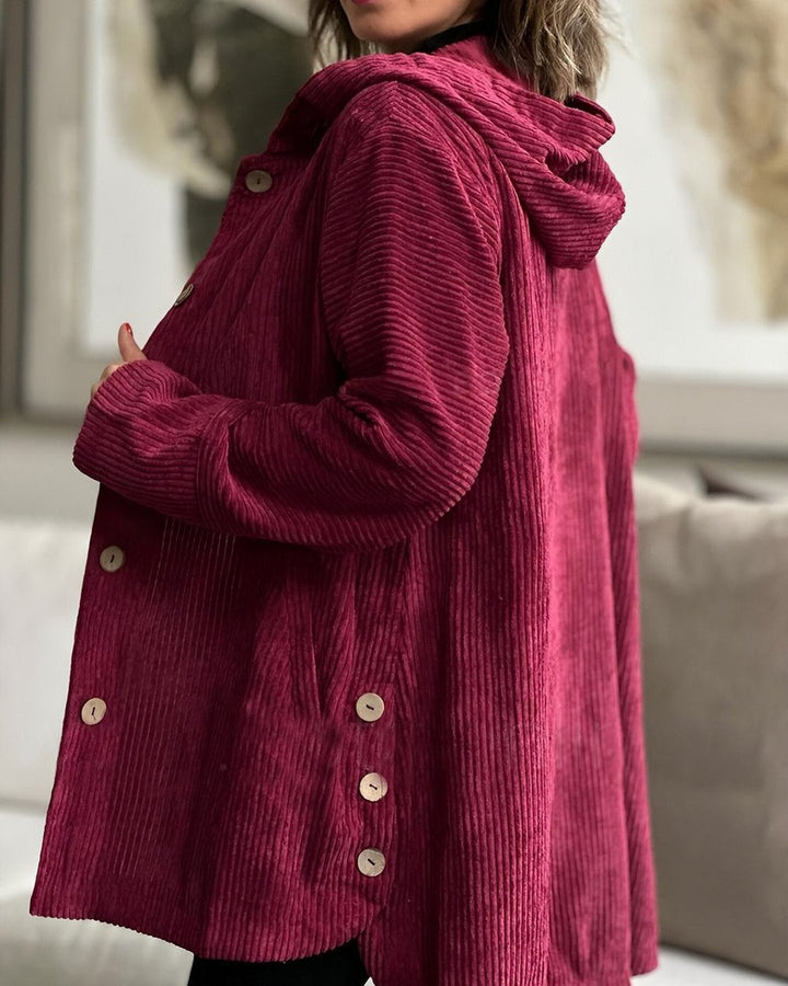 Mae | Blouson douillet velours côtelé à capuche