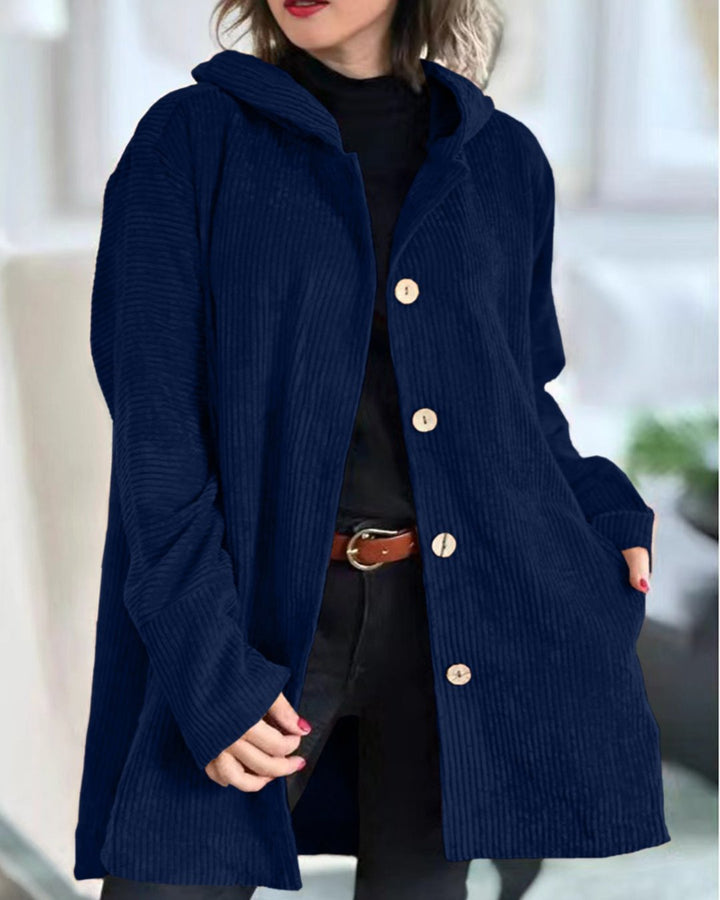 Mae | Blouson douillet velours côtelé à capuche