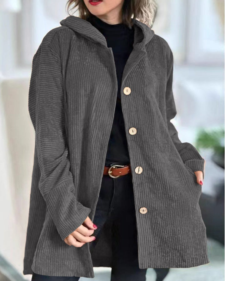 Mae | Blouson douillet velours côtelé à capuche