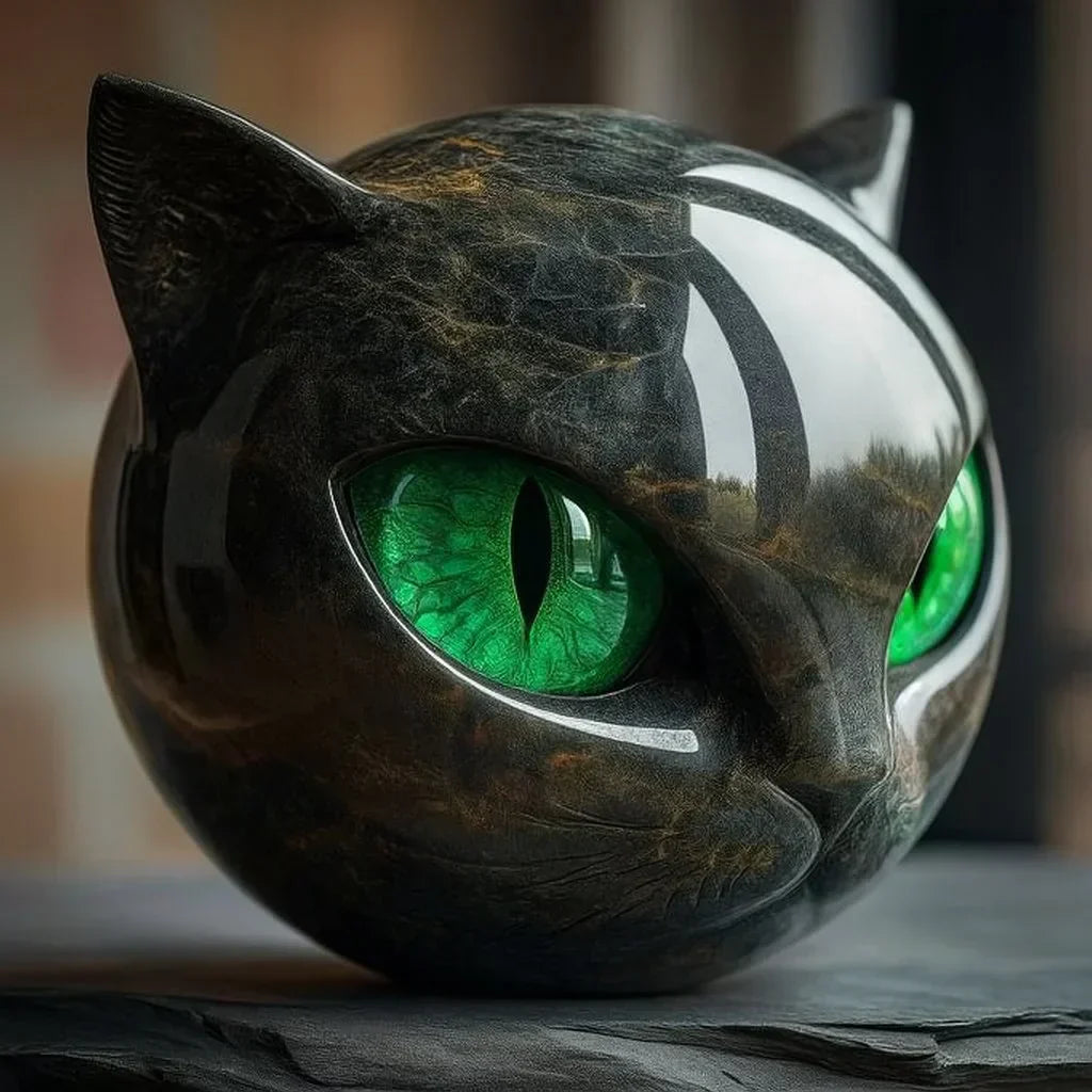 Arcane | Mystical Black Cat Head Sculpture