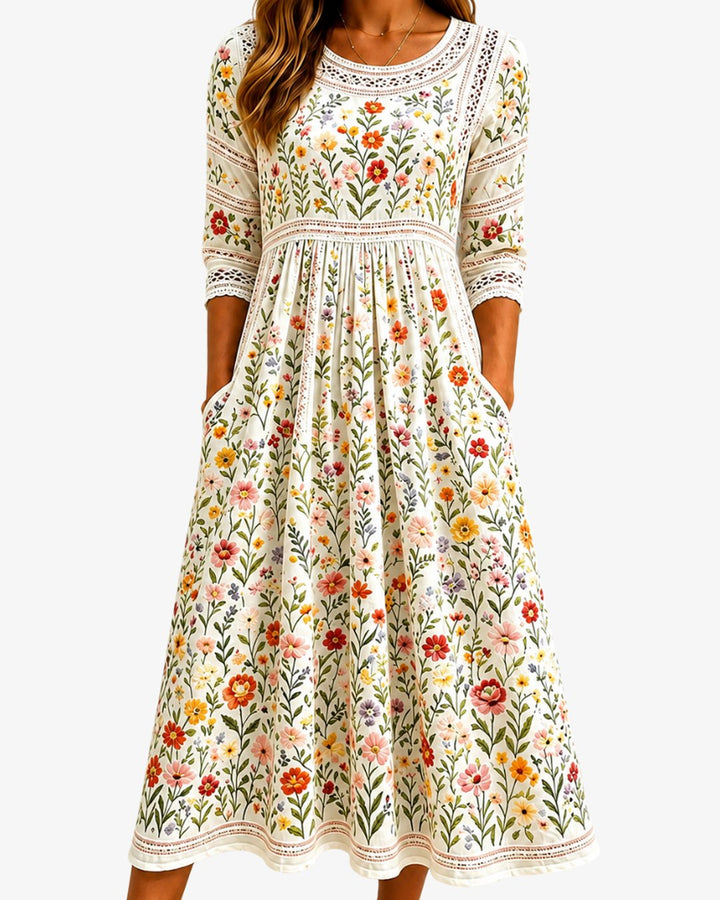 Carolyn | Robe midi charme prairie