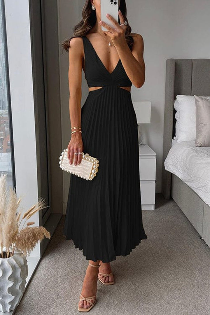Shelly | Robe midi satin plissée