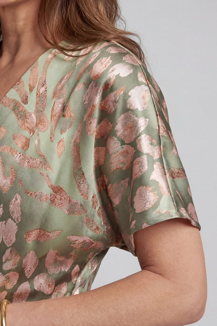 Taryn | Robe midi imprimé abstrait taille torsadée