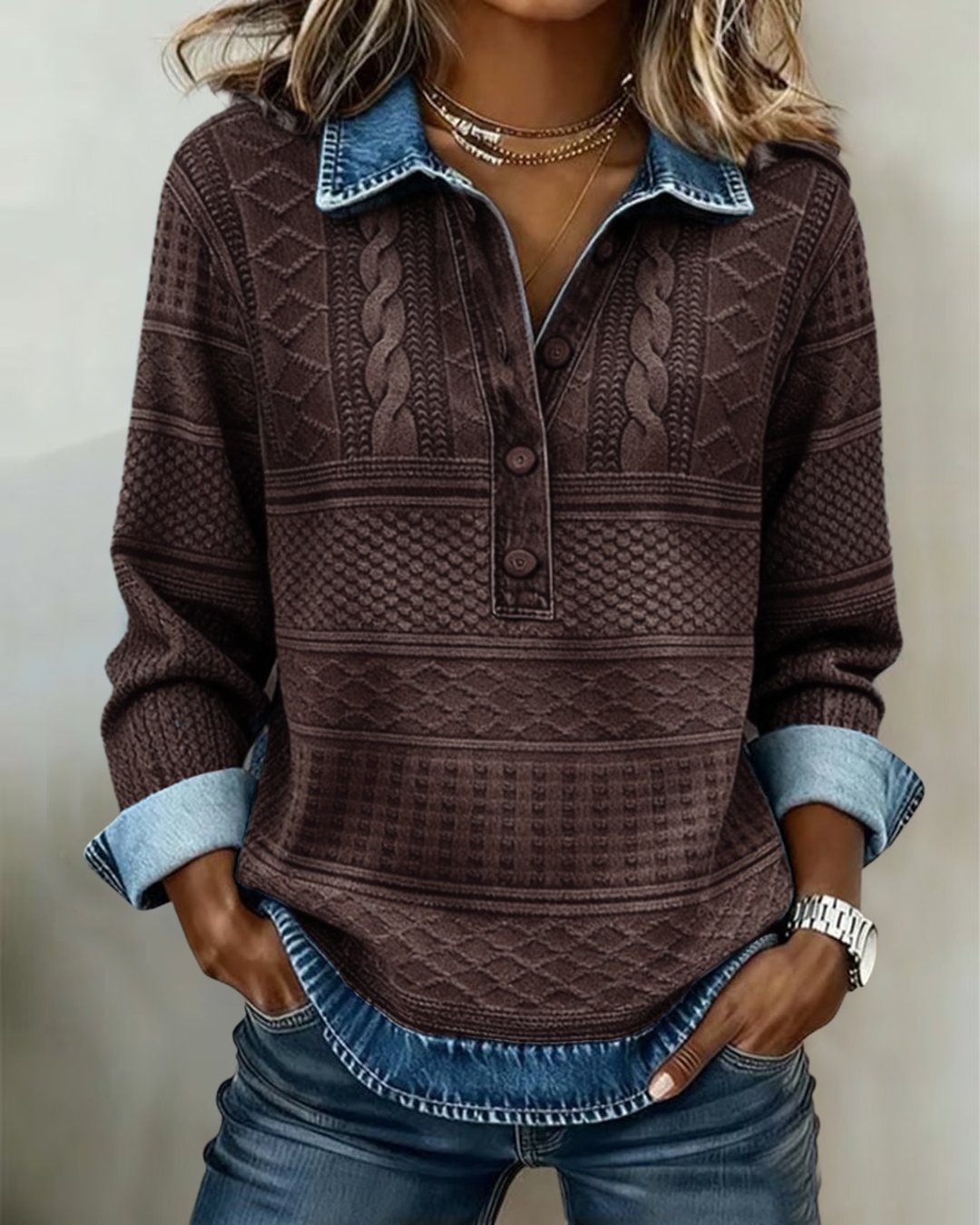 Lena | Sweat col demi-boutonné