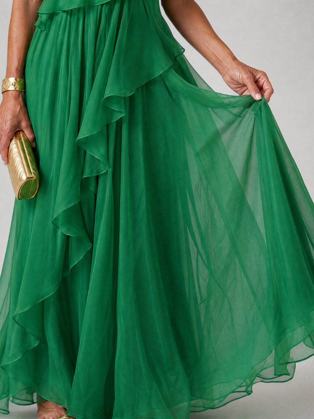 Isobel | Robe maxi chiffon asymétrique