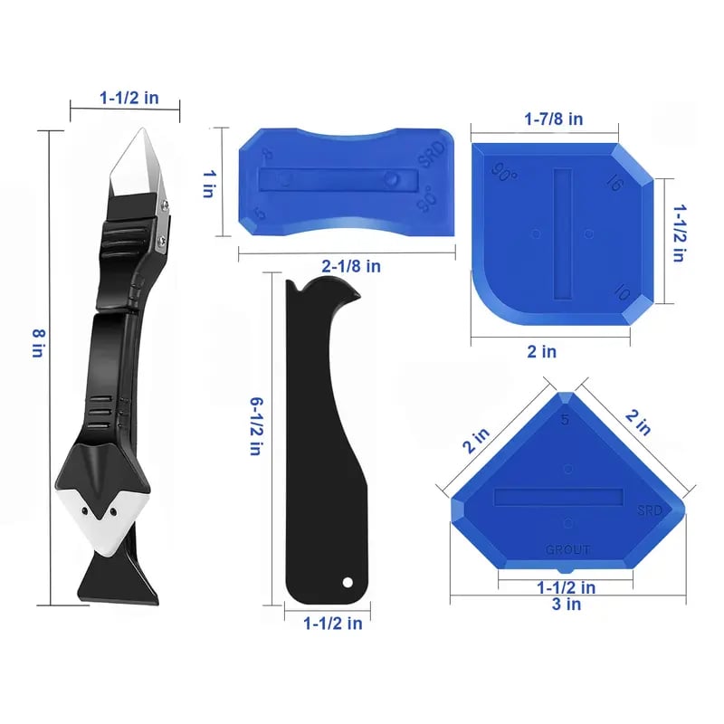 ToolTidy | 11-Piece Silicone Caulking & 3-in-1 Grout Removal Tool Set