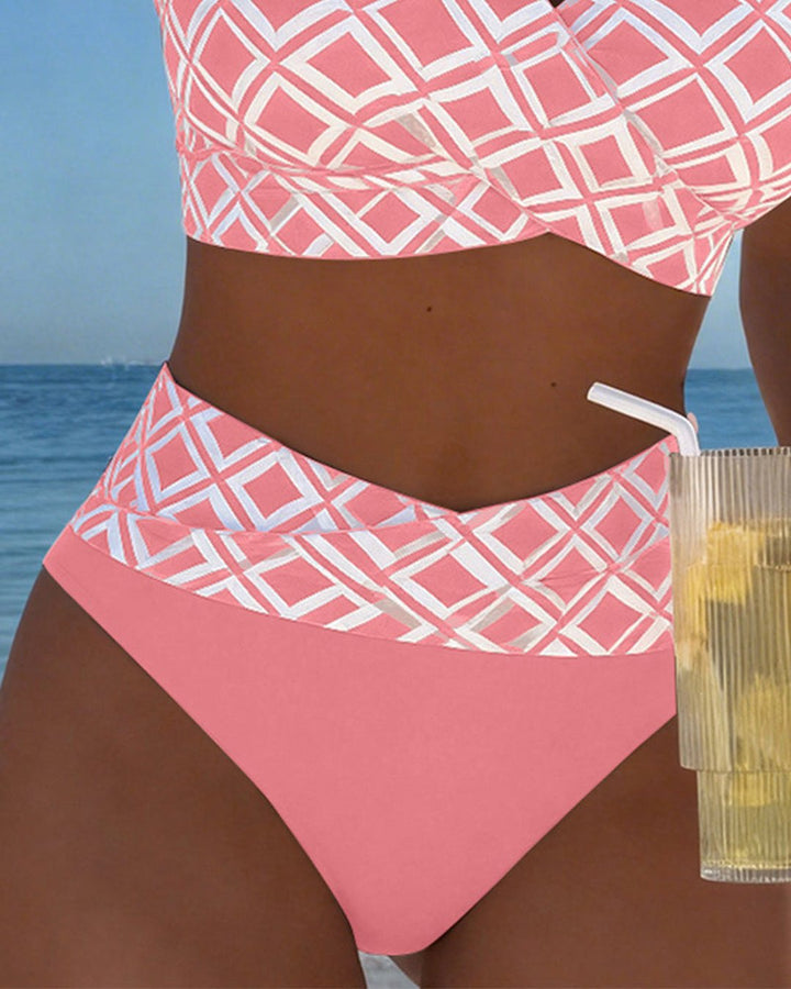 Marci | Bikini carreaux taille haute sans armature