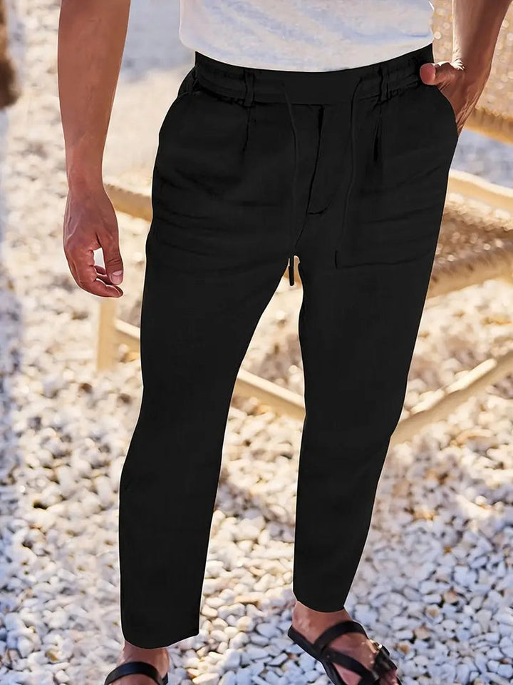 Otis | Pantalon large lin cordon de serrage