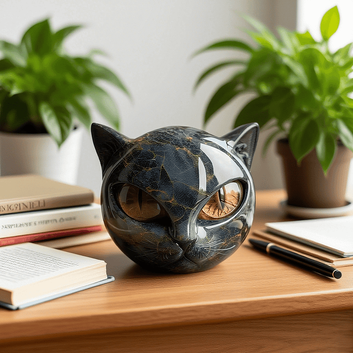 Arcane | Mystical Black Cat Head Sculpture