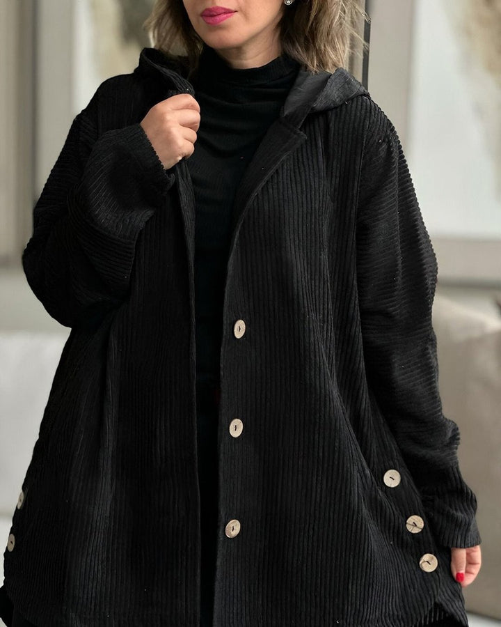Mae | Blouson douillet velours côtelé à capuche