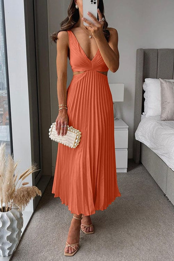 Shelly | Robe midi satin plissée