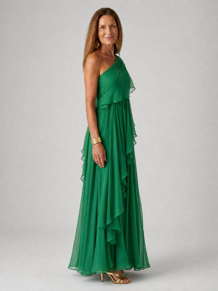 Isobel | Robe maxi chiffon asymétrique