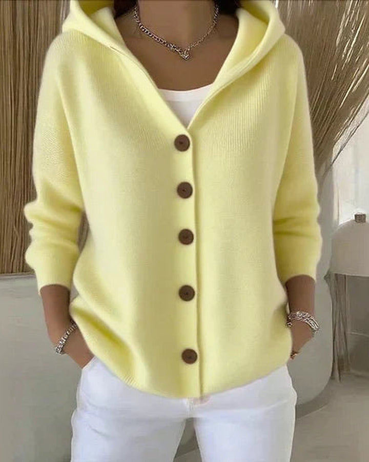 Tiphaine | Cardigan tricoté à capuche boutonné