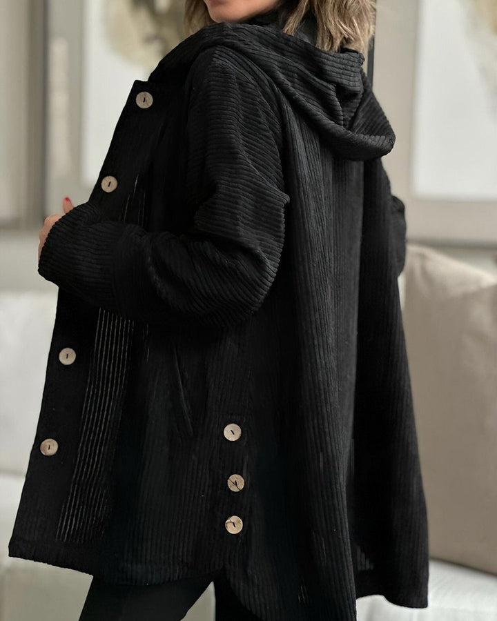Mae | Blouson douillet velours côtelé à capuche