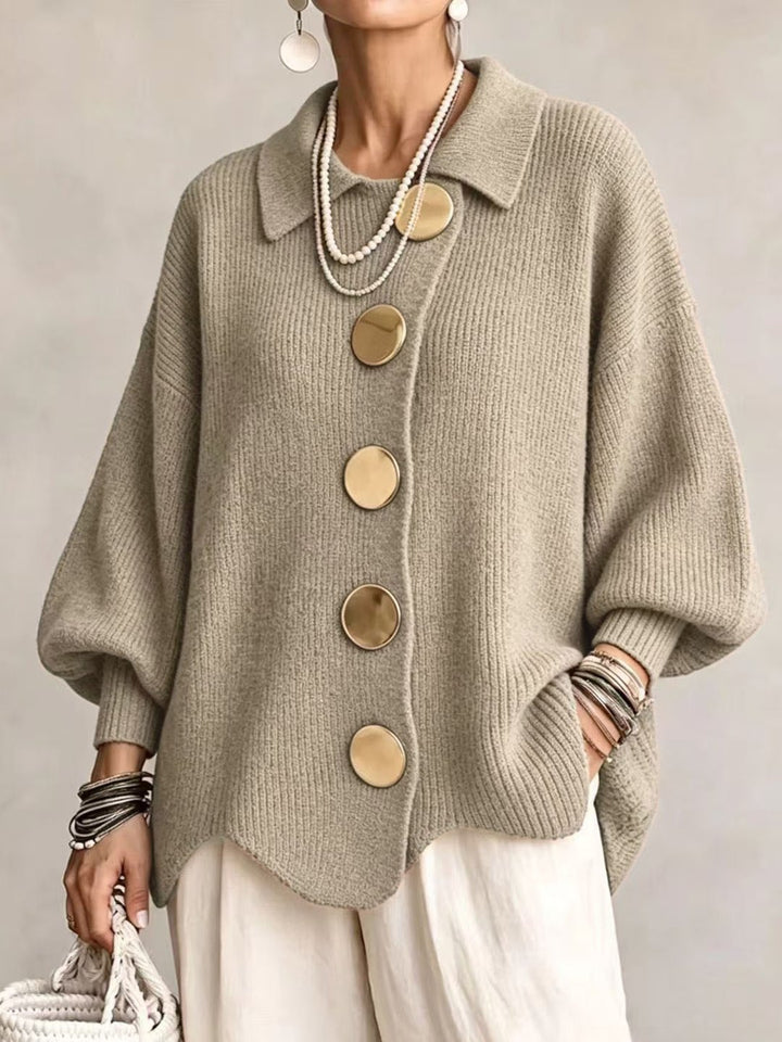 Stefanie | Cardigan ample col gros boutons métal