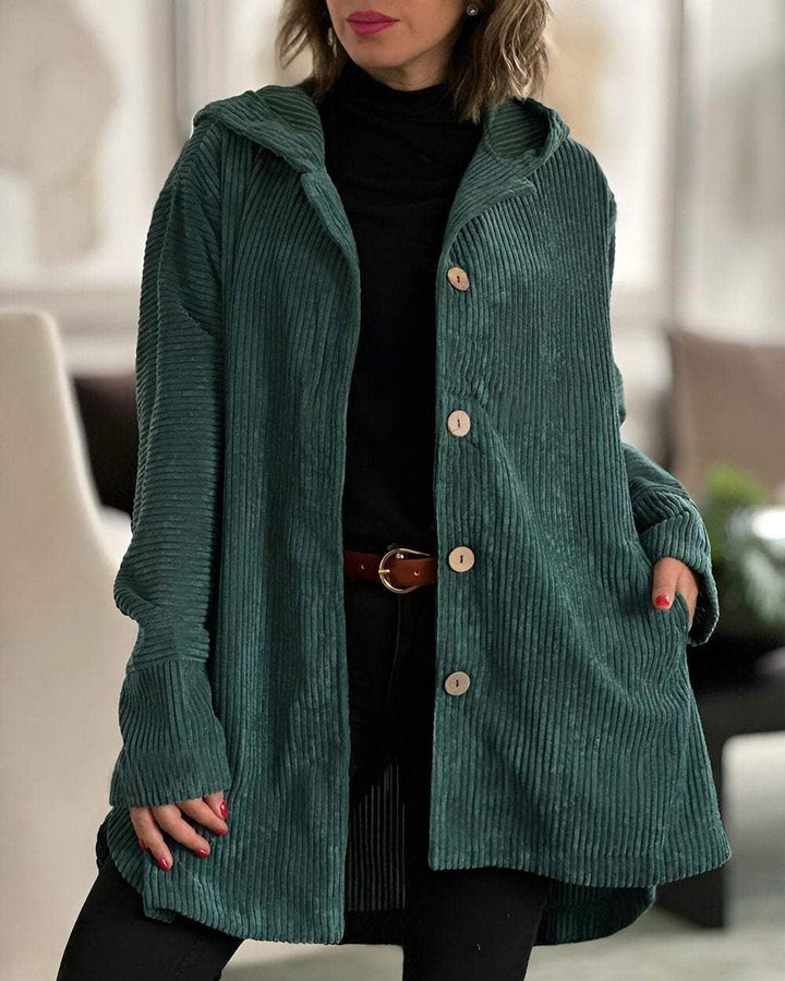 Mae | Blouson douillet velours côtelé à capuche