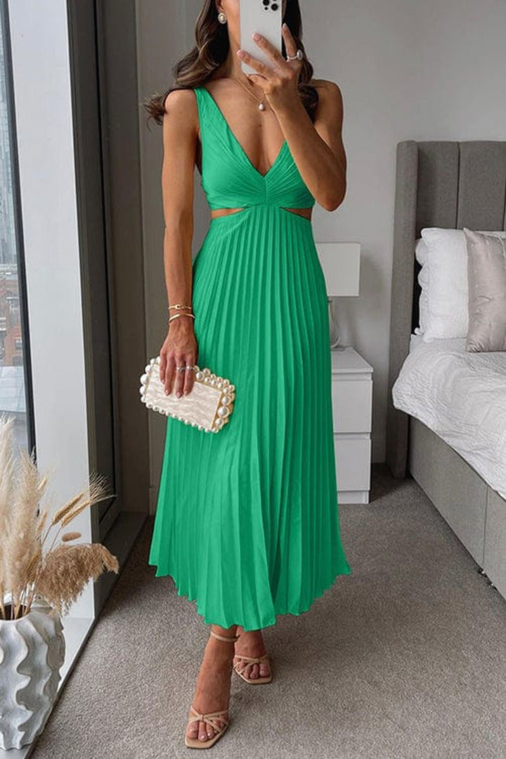 Shelly | Robe midi satin plissée