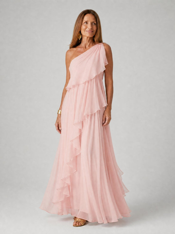 Isobel | Robe maxi chiffon asymétrique