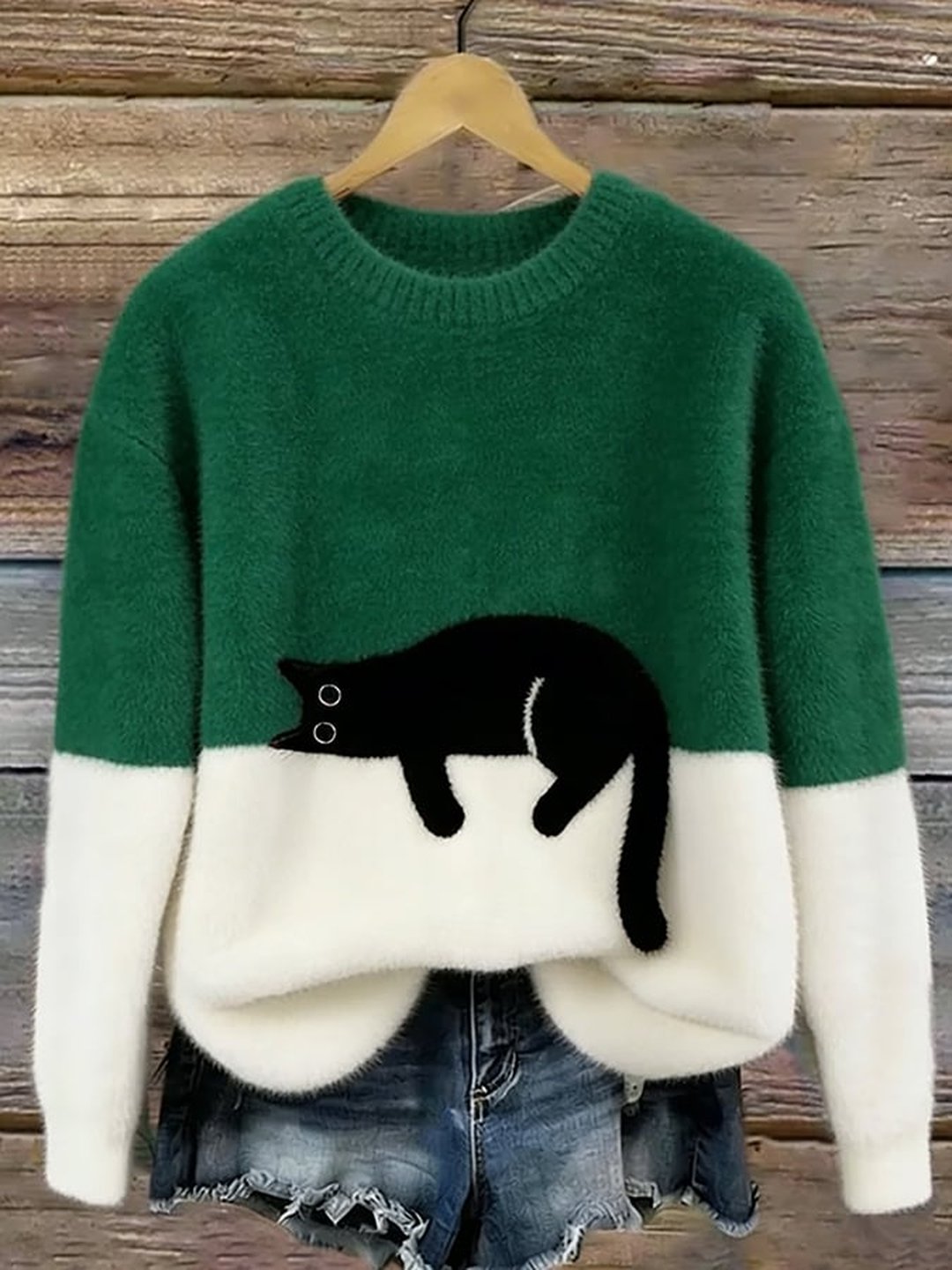 Jocelyne | Pull ample imprimé chat