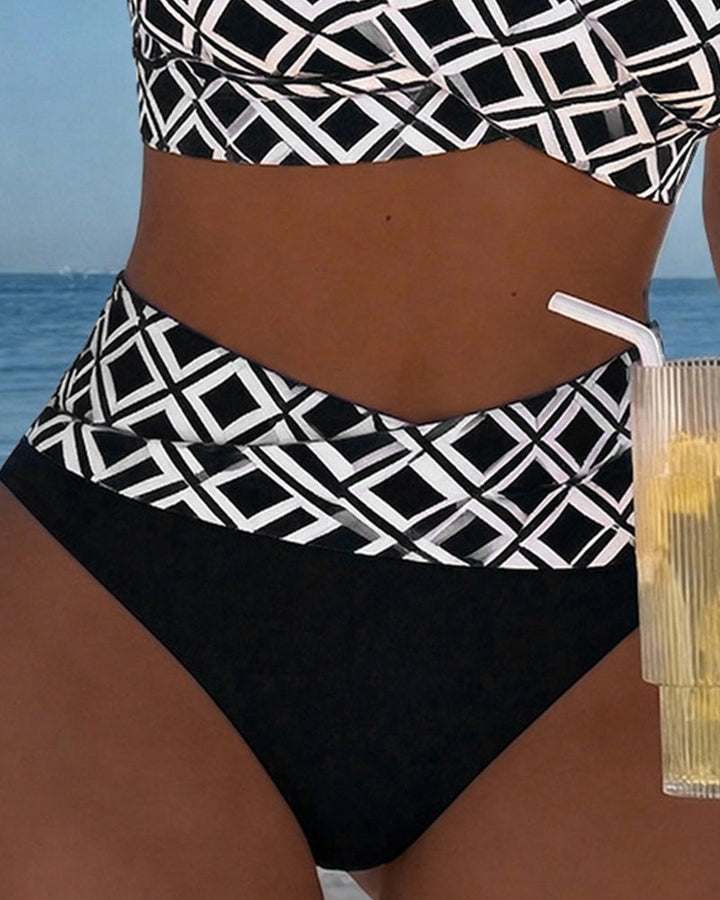 Marci | Bikini carreaux taille haute sans armature