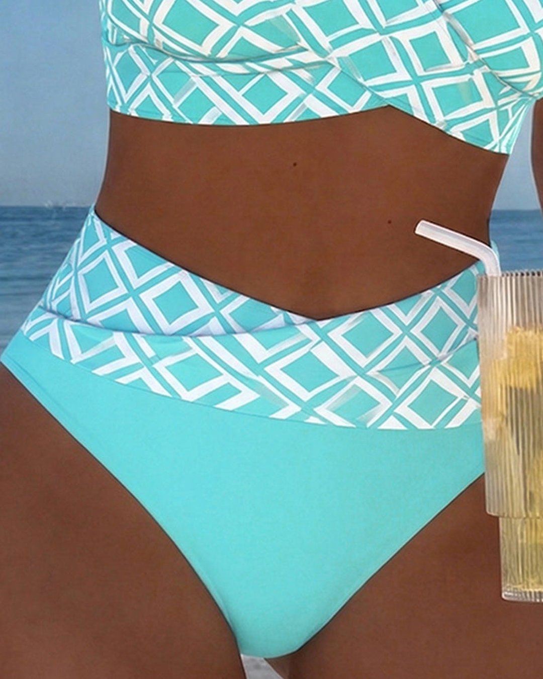 Marci | Bikini carreaux taille haute sans armature