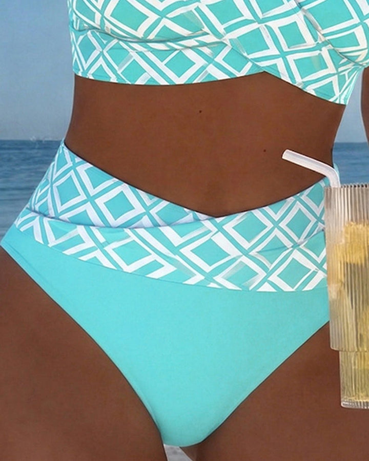 Marci | Bikini carreaux taille haute sans armature