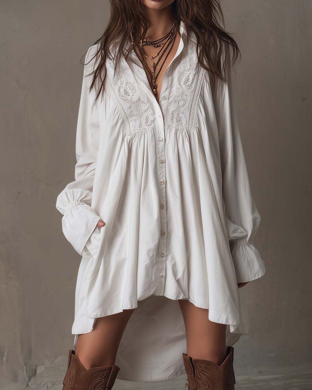 Trinette | Robe chemise mini dentelle