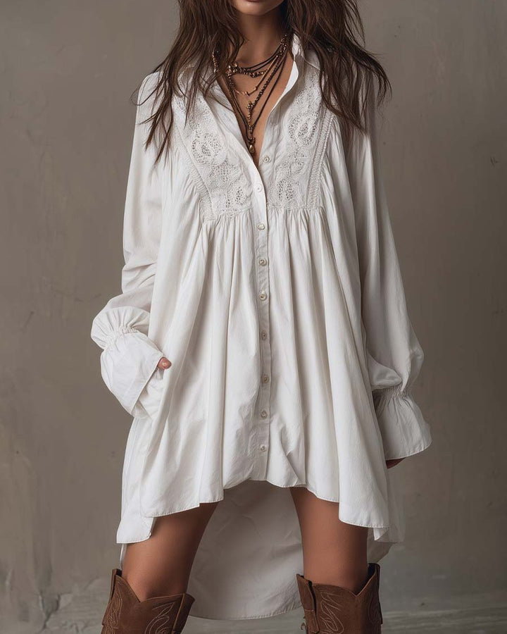 Trinette | Robe chemise mini dentelle