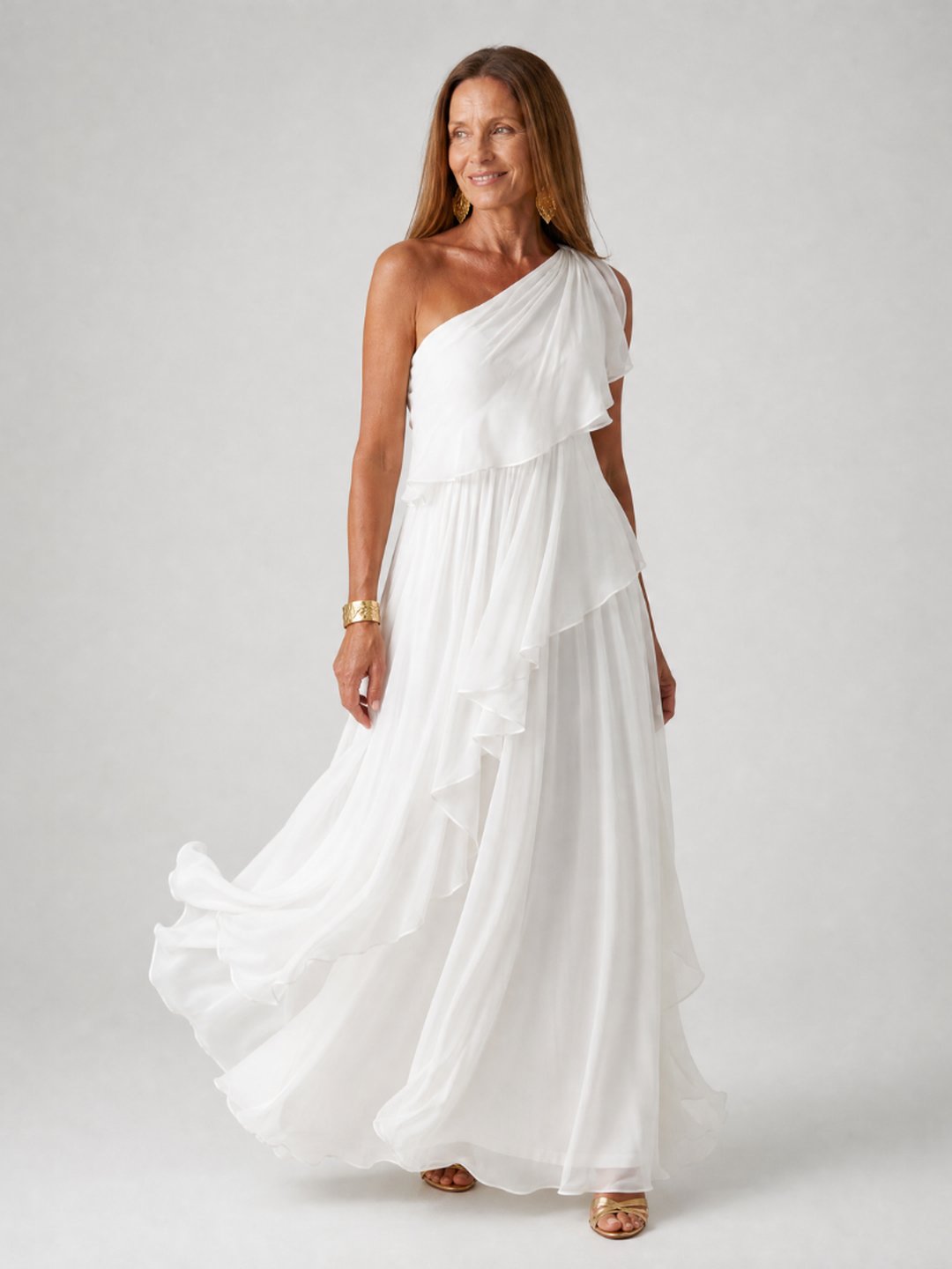 Isobel | Robe maxi chiffon asymétrique