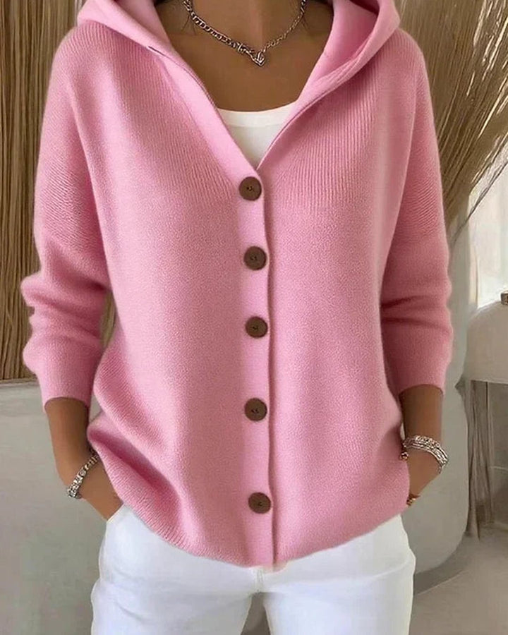 Tiphaine | Cardigan tricoté à capuche boutonné