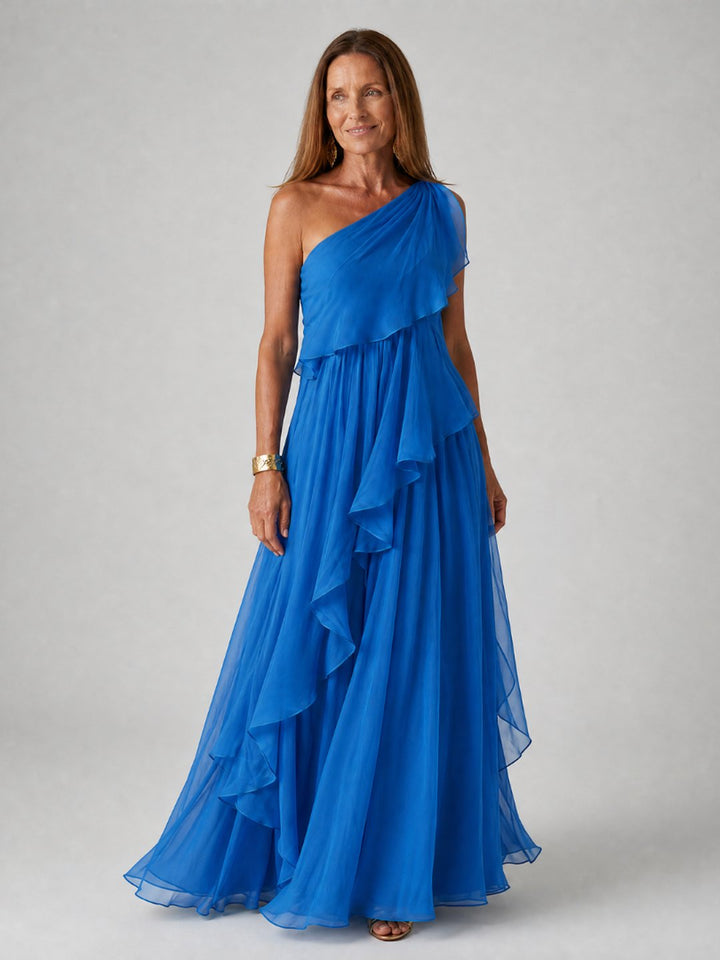 Isobel | Robe maxi chiffon asymétrique