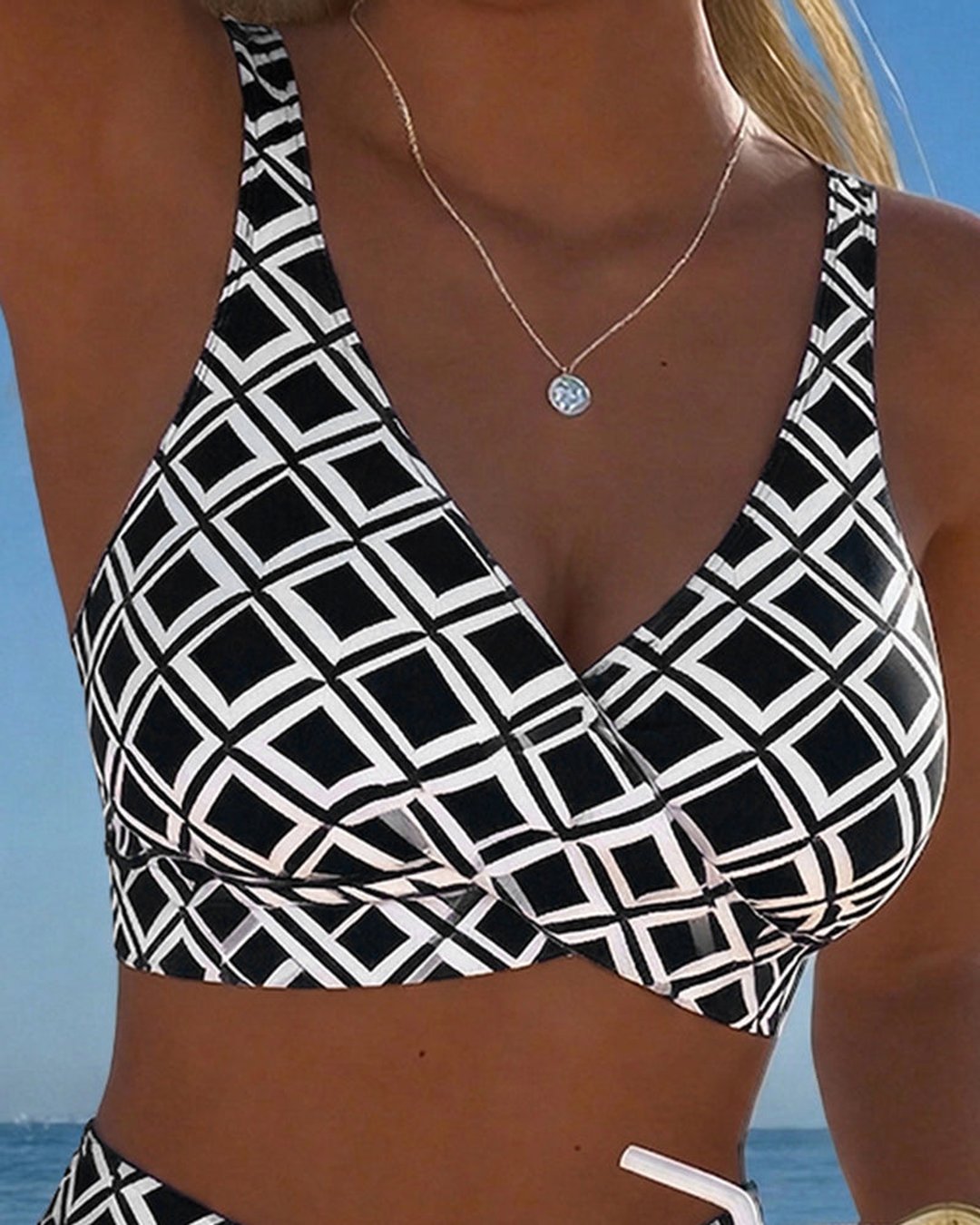 Marci | Bikini carreaux taille haute sans armature