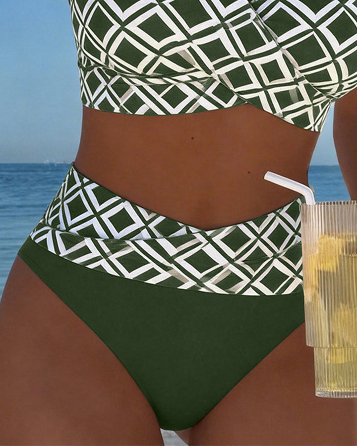 Marci | Bikini carreaux taille haute sans armature